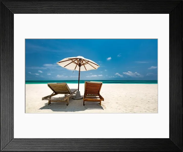 Framed Print : Beautiful tropical beach banner. White sand and coco palms travel tourism wide panorama background concept. Amazing beach landscape, luxury island Framed Print : Beautiful tropical beach banner. White sand and coco palms travel tourism wide panorama background concept. Amazing beach landscape, luxury island