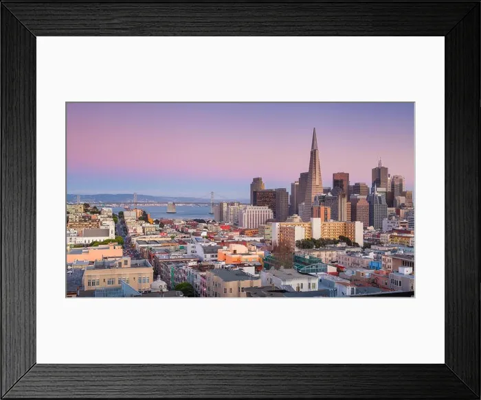 Framed Print : San Francisco. Panoramic image of San Francisco skyline at sunset Framed Print : San Francisco. Panoramic image of San Francisco skyline at sunset