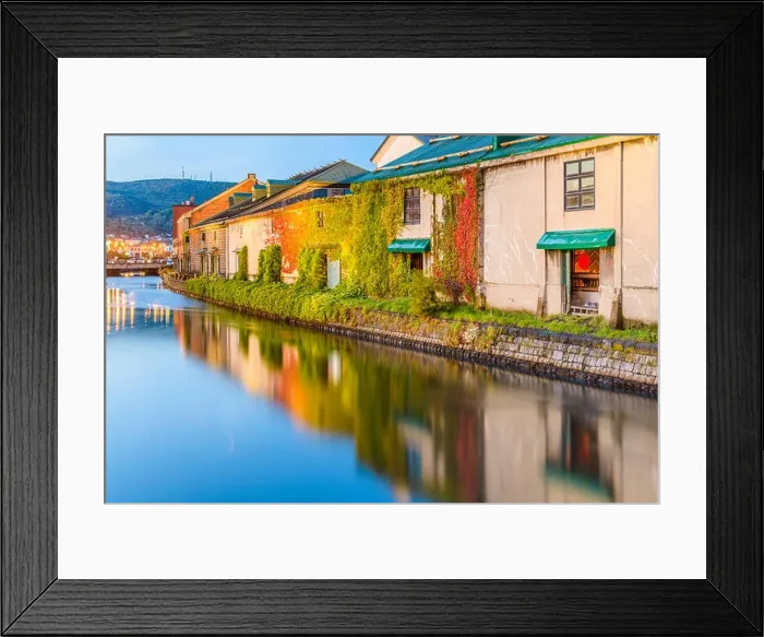 Framed Print : Historic Otaru Canals in Otaru, Hokkaido Prefecture, Japan at twilight Framed Print : Historic Otaru Canals in Otaru, Hokkaido Prefecture, Japan at twilight