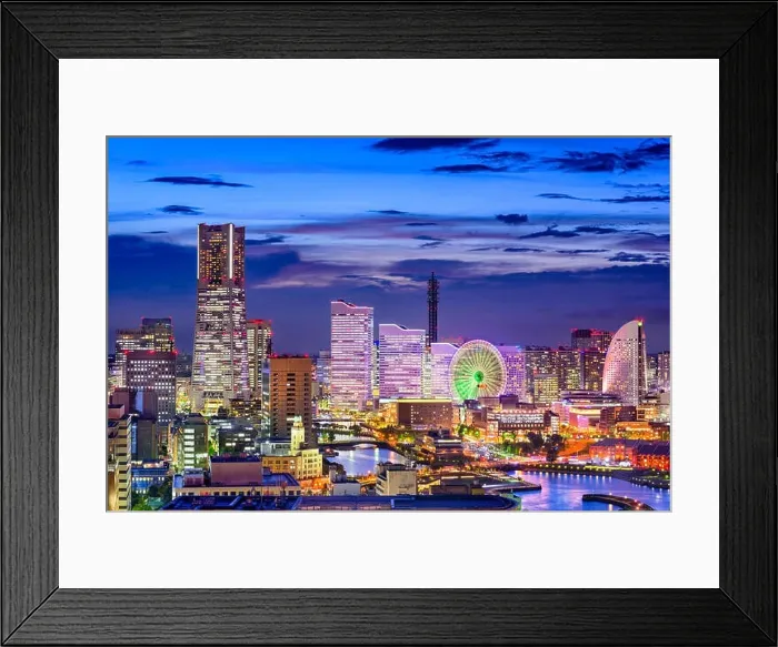 Framed Print : Yokohama, Japan cityscape of Minato Mirai District Framed Print : Yokohama, Japan cityscape of Minato Mirai District