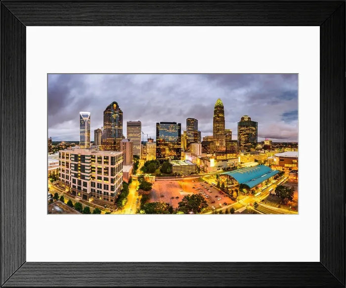 Framed Print : Charlotte, North Carolina, USA uptown skyline panorama Framed Print : Charlotte, North Carolina, USA uptown skyline panorama