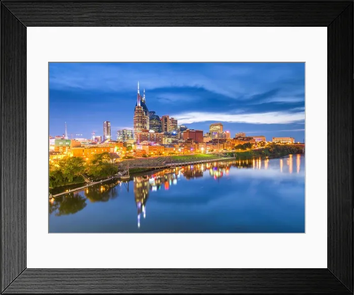 Framed Print : Nashville, Tennessee, USA skyline on the Cumberland River at night Framed Print : Nashville, Tennessee, USA skyline on the Cumberland River at night