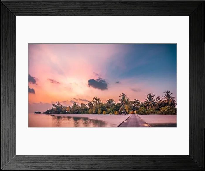 Framed Print : Beautiful sunset beach scene. Colorful sky and clouds view with calm sea and relaxing tropical mood Framed Print : Beautiful sunset beach scene. Colorful sky and clouds view with calm sea and relaxing tropical mood