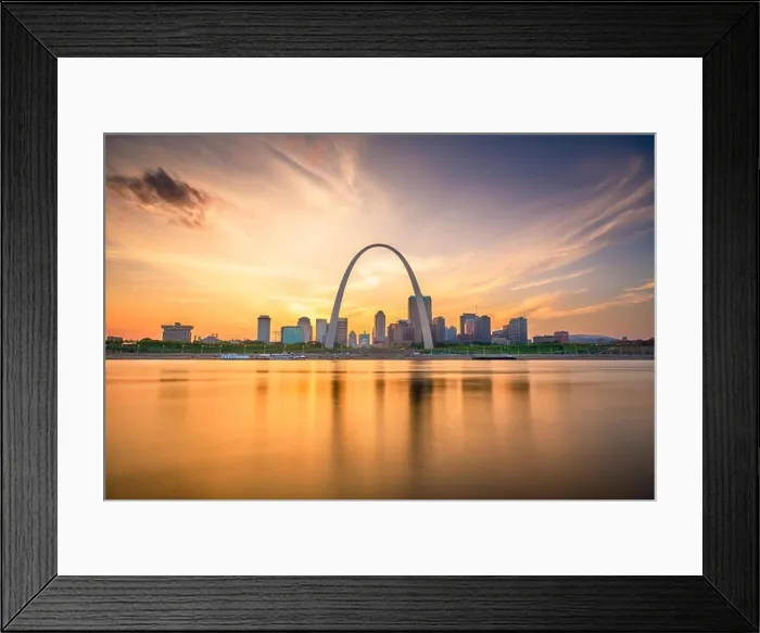 Framed Print : St. Louis, Missouri, USA downtown cityscape on the Mississippi River at twilight Framed Print : St. Louis, Missouri, USA downtown cityscape on the Mississippi River at twilight