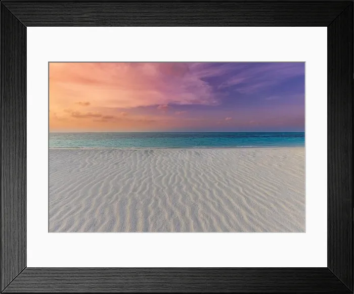 Framed Print : Dream sunset calm sea shore. Seaside of tropical beach landscape, exotic ocean horizon, relax inspirational, motivational nature scenic with colorful Framed Print : Dream sunset calm sea shore. Seaside of tropical beach landscape, exotic ocean horizon, relax inspirational, motivational nature scenic with colorful