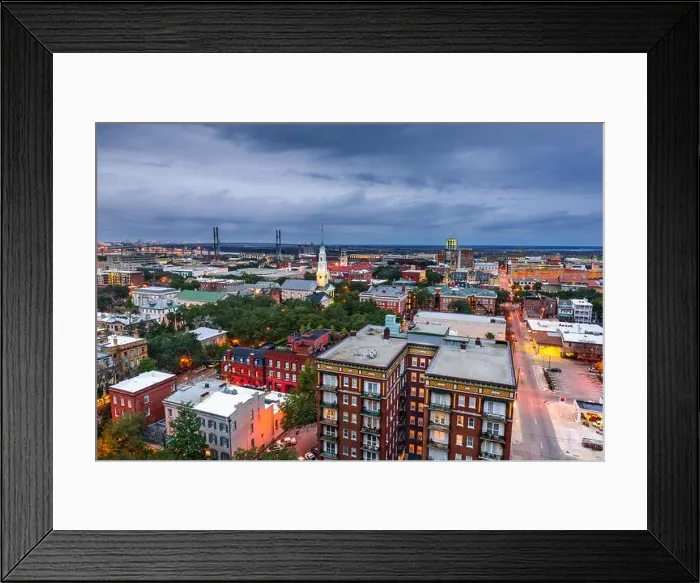 Framed Print : Savannah, Georgia, USA downtown at dusk Framed Print : Savannah, Georgia, USA downtown at dusk