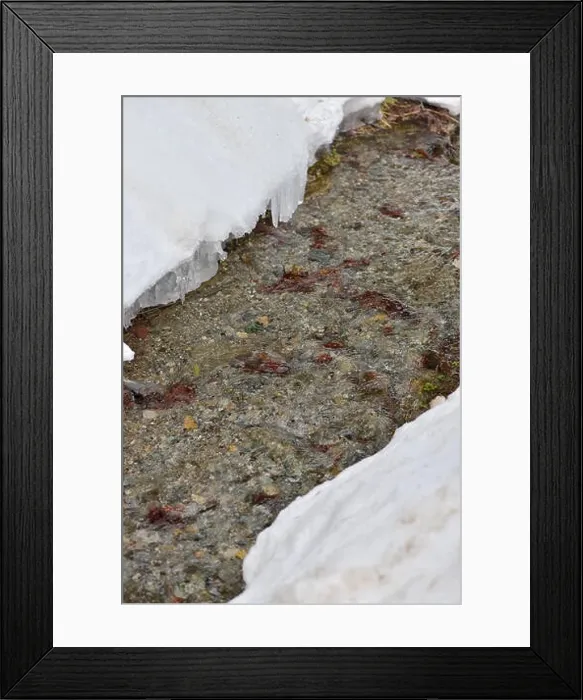 Framed Print : Mountain river in winter, with snow and ice