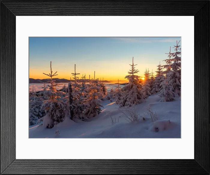 Framed Print : Fantastic orange evening landscape glowing by sunlight. Dramatic wintry scene with snowy trees. Carpathians, Ukraine, Europe. Merry Christmas! Framed Print : Fantastic orange evening landscape glowing by sunlight. Dramatic wintry scene with snowy trees. Carpathians, Ukraine, Europe. Merry Christmas!