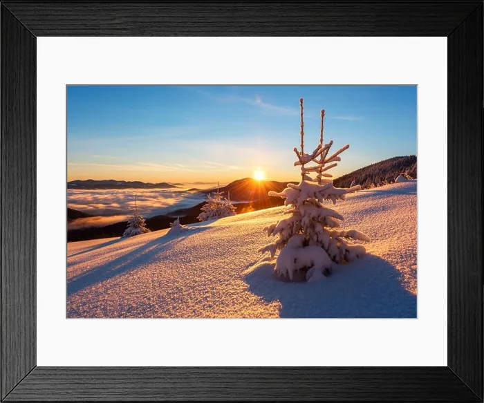 Framed Print : Fantastic orange evening landscape glowing by sunlight. Dramatic wintry scene with snowy trees. Carpathians, Ukraine, Europe. Merry Christmas! Framed Print : Fantastic orange evening landscape glowing by sunlight. Dramatic wintry scene with snowy trees. Carpathians, Ukraine, Europe. Merry Christmas!