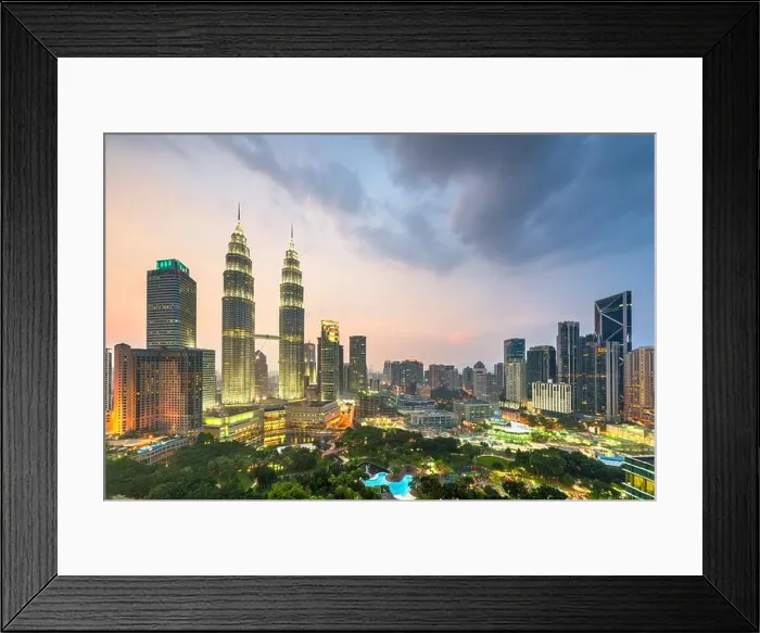 Framed Print : Kuala Lumpur, Malaysia park and skyline at dusk Framed Print : Kuala Lumpur, Malaysia park and skyline at dusk