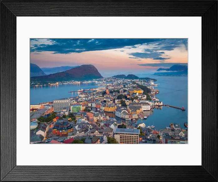 Framed Print : Alesund, Norway. Cityscape image of Alesund, Norway at dawn Framed Print : Alesund, Norway. Cityscape image of Alesund, Norway at dawn