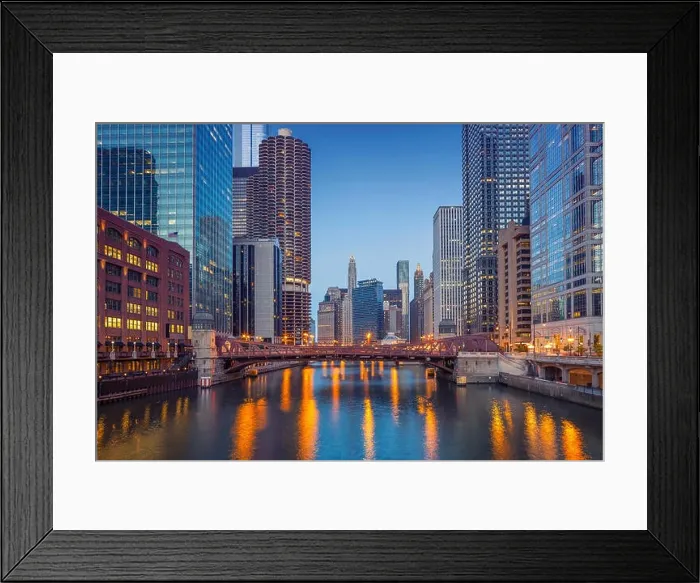Framed Print : Chicago Downtown. Cityscape image of Chicago downtown during twilight blue hour Framed Print : Chicago Downtown. Cityscape image of Chicago downtown during twilight blue hour