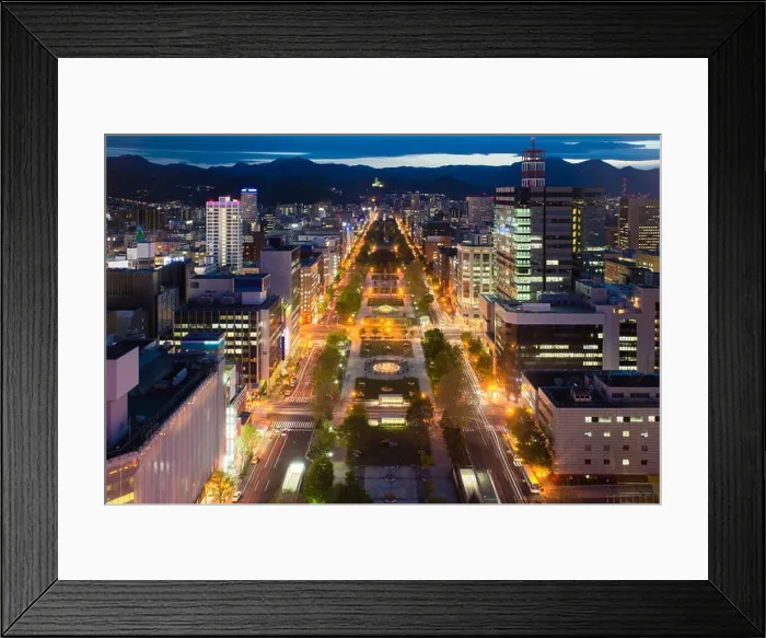 Framed Print : Cityscape of Sapporo at odori Park, Hokkaido, Japan.Sapporo is the fourth largest city in Japan Framed Print : Cityscape of Sapporo at odori Park, Hokkaido, Japan.Sapporo is the fourth largest city in Japan