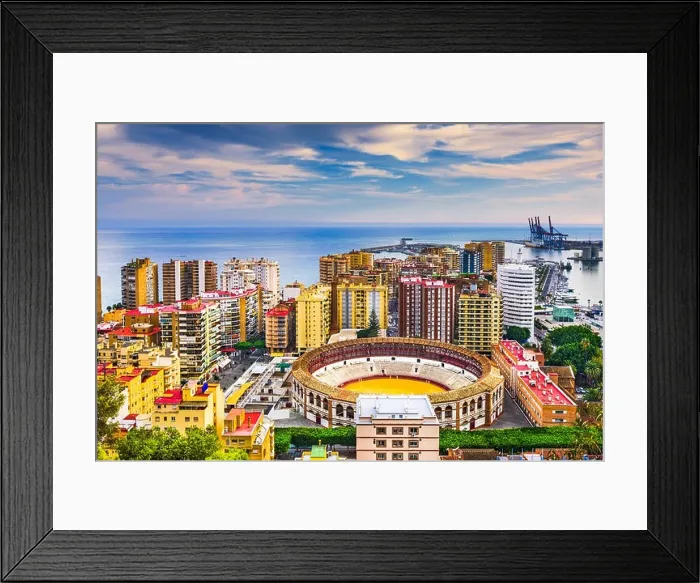 Framed Print : Malaga, Spain skyline towards the Mediterranean Sea Framed Print : Malaga, Spain skyline towards the Mediterranean Sea