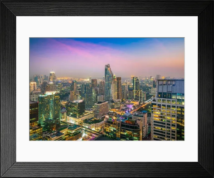 Framed Print : Modern building in Bangkok business district at Bangkok city with skyline in night, Thailand Framed Print : Modern building in Bangkok business district at Bangkok city with skyline in night, Thailand