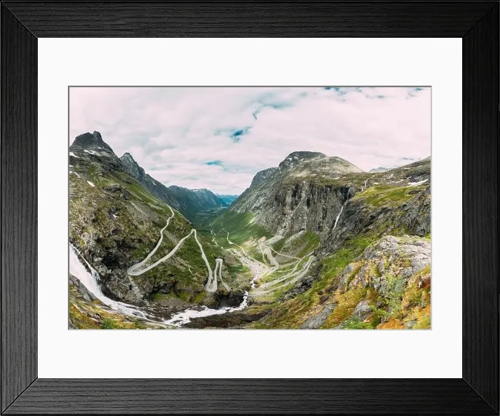 Framed Print : Trollstigen, Andalsnes, Norway. Serpentine Mountain Road Trollstigen. Famous Norwegian Landmark And Popular Destination. Norwegian County Road 63 In S Framed Print : Trollstigen, Andalsnes, Norway. Serpentine Mountain Road Trollstigen. Famous Norwegian Landmark And Popular Destination. Norwegian County Road 63 In S