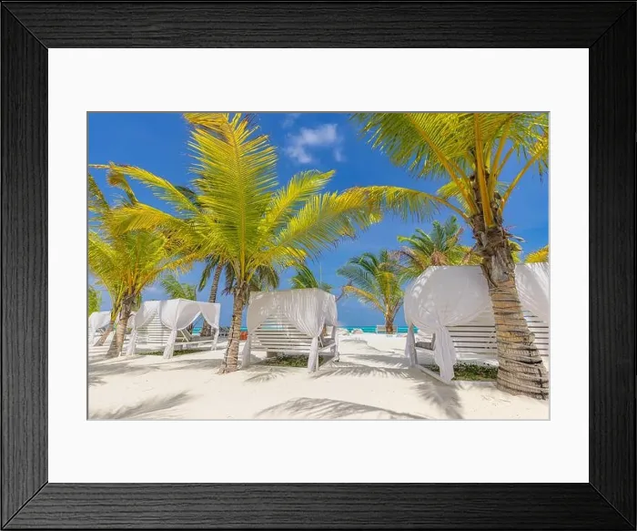 Framed Print : Outside lounging scenic, canopy and chairs relax vacation beach bar blue paradise sky sea and coconut tree in travel easy slow chill refreshment Framed Print : Outside lounging scenic, canopy and chairs relax vacation beach bar blue paradise sky sea and coconut tree in travel easy slow chill refreshment