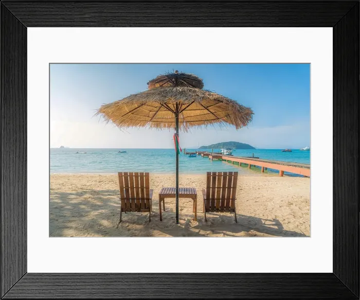Framed Print : Beach Chairs and Umbrella on summer island in Phuket, Thailand. Summer, Travel, Vacation and Holiday concept Framed Print : Beach Chairs and Umbrella on summer island in Phuket, Thailand. Summer, Travel, Vacation and Holiday concept