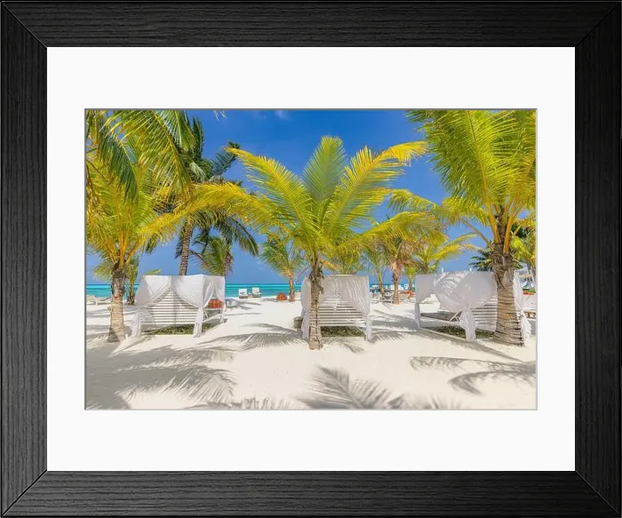 Framed Print : Outside lounging scenic, canopy and chairs relax vacation beach bar blue paradise sky sea and coconut tree in travel easy slow chill refreshment Framed Print : Outside lounging scenic, canopy and chairs relax vacation beach bar blue paradise sky sea and coconut tree in travel easy slow chill refreshment