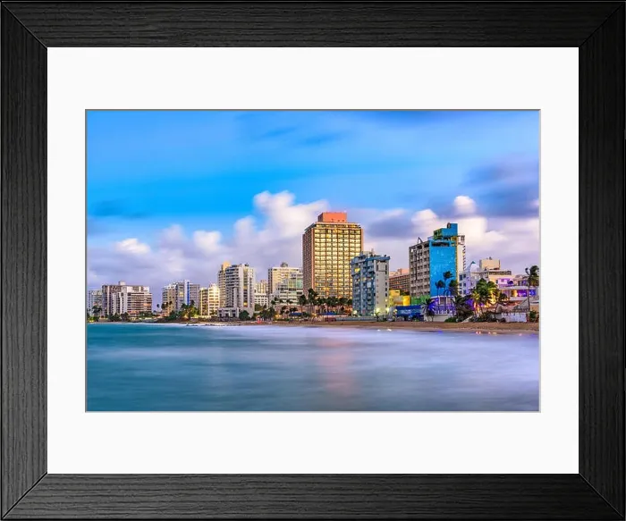 Framed Print : San Juan, Puerto Rico resort skyline on Condado Beach