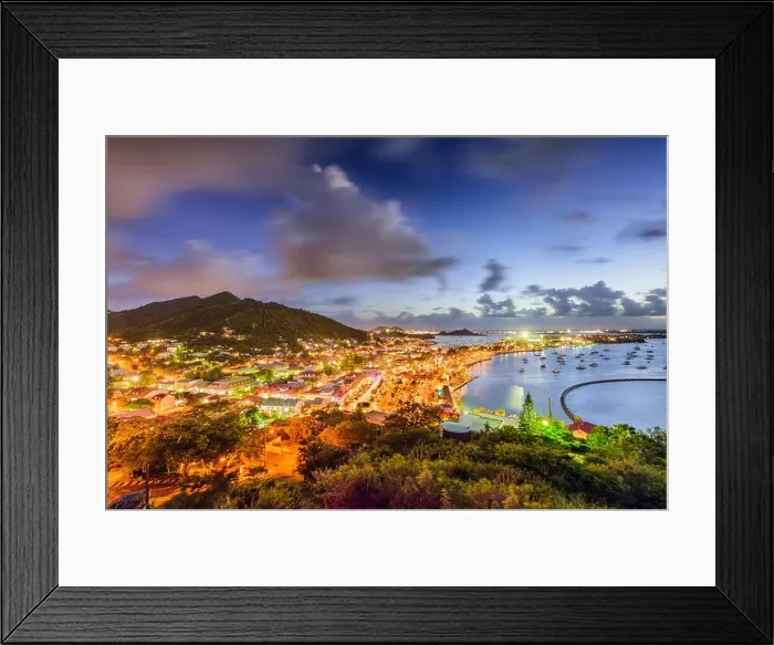 Framed Print : Marigot, St. Martin town skyline Framed Print : Marigot, St. Martin town skyline