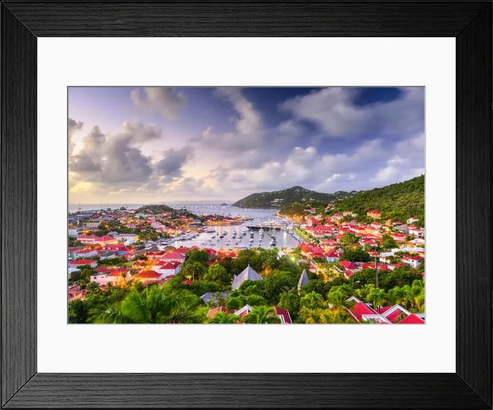 Framed Print : St. Bart's harbor and cityscape Framed Print : St. Bart's harbor and cityscape