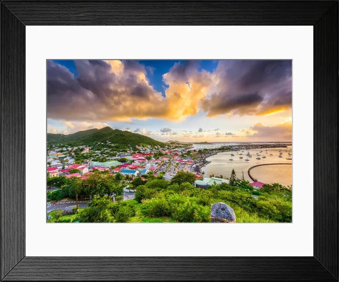 Framed Print : Marigot, St. Martin town skyline Framed Print : Marigot, St. Martin town skyline