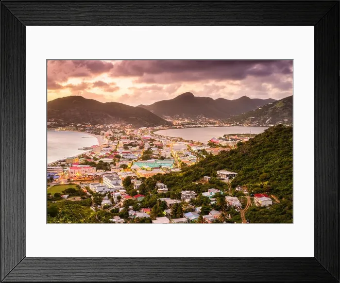 Framed Print : Philipsburg, Sint Maarten, cityscape at the Great Bay and Great Salt Pond Framed Print : Philipsburg, Sint Maarten, cityscape at the Great Bay and Great Salt Pond