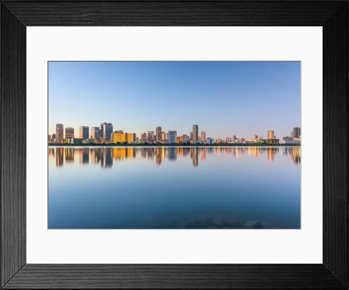 Framed Print : Osaka, Japan Umeda District cityscape on the Yodogawa River at dusk Framed Print : Osaka, Japan Umeda District cityscape on the Yodogawa River at dusk