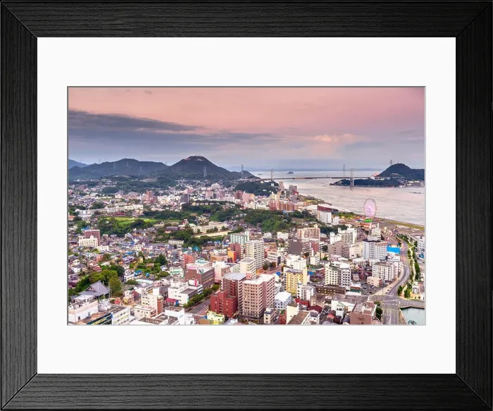 Framed Print : Shimonoseki, Japan skyline over the Kanmon Straits