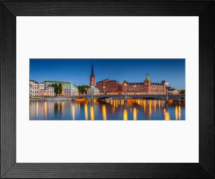 Framed Print : Panorama of Stockholm, Panoramic image of Stockholm, Sweden during twilight blue hour Framed Print : Panorama of Stockholm, Panoramic image of Stockholm, Sweden during twilight blue hour