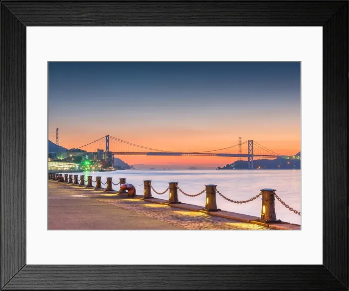 Framed Print : Shimonoseki, Japan waterfront at the Kanmon Straits Framed Print : Shimonoseki, Japan waterfront at the Kanmon Straits