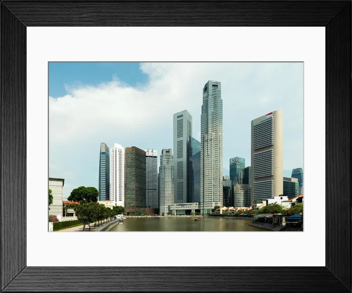 Framed Print : Singapore skyscraper building at Marina Bay in morning, Singapore Framed Print : Singapore skyscraper building at Marina Bay in morning, Singapore