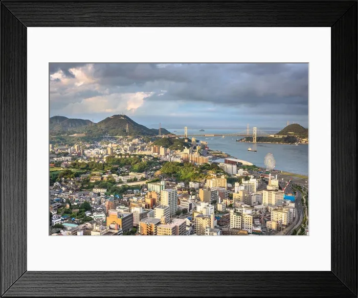 Framed Print : Shimonoseki, Japan skyline over the Kanmon Straits