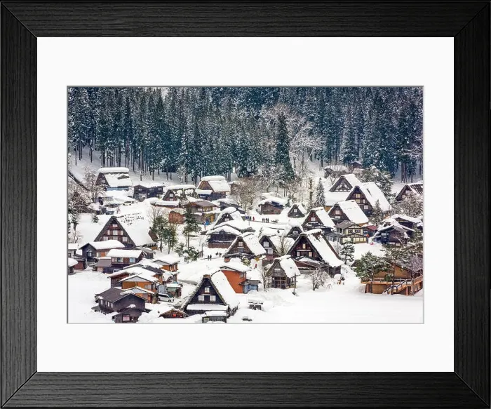 Framed Print : Shirakawago, Japan historic winter village Framed Print : Shirakawago, Japan historic winter village
