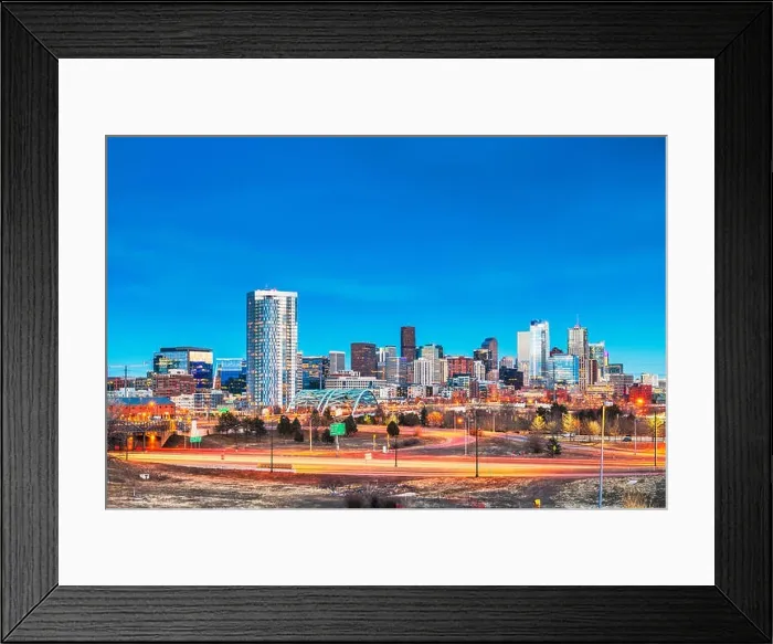 Framed Print : Denver, Colorado, USA downtown city skyline at night Framed Print : Denver, Colorado, USA downtown city skyline at night