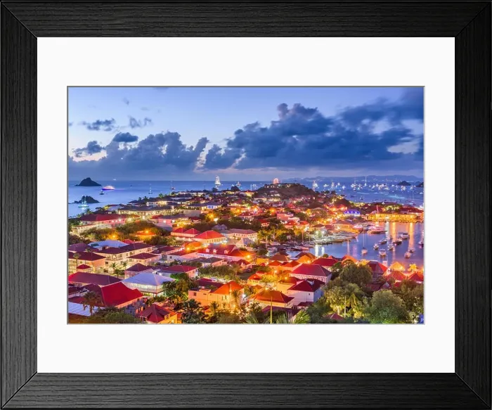 Framed Print : Saint Barthelemy skyline and harbor in the West Indies Framed Print : Saint Barthelemy skyline and harbor in the West Indies
