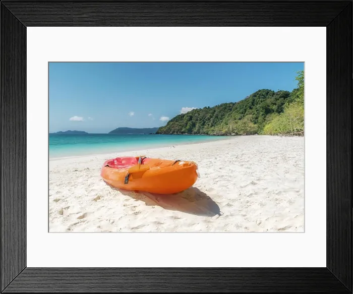 Framed Print : Colorful kayaks on the tropical beach in Phuket, Thailand. Summer, Vacation and Travel concept Framed Print : Colorful kayaks on the tropical beach in Phuket, Thailand. Summer, Vacation and Travel concept