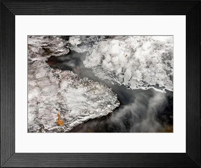 Framed Print : Abstract ice patterns on Rockhouse Creek - Pisgah National Forest, near Brevard, North Carolina, USA