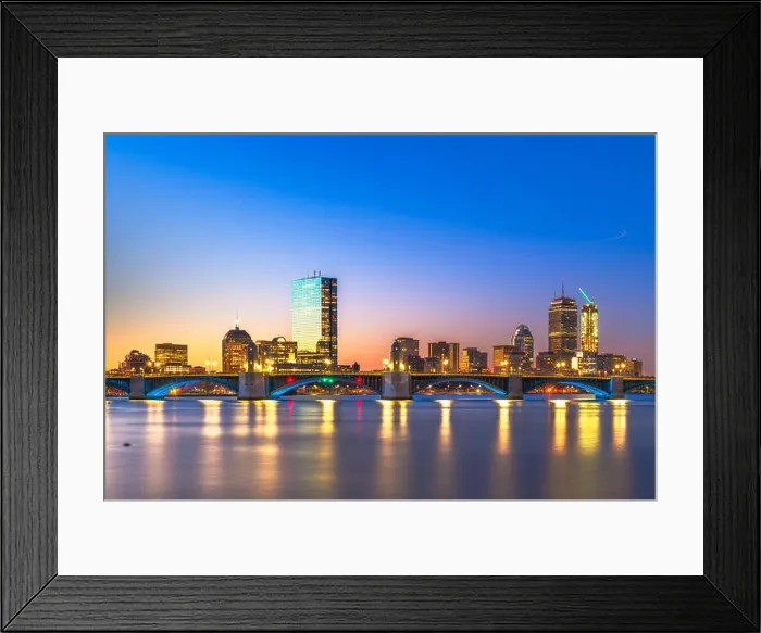 Framed Print : Boston, Massachusetts, USA downtown cityscape from across the Charles River at dawn Framed Print : Boston, Massachusetts, USA downtown cityscape from across the Charles River at dawn