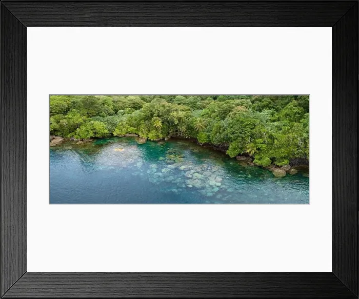 Framed Print : Lush jungle on a remote tropical island is fringed by a coral reef in the Solomon Islands. This country is home to spectacular marine biodiversity Framed Print : Lush jungle on a remote tropical island is fringed by a coral reef in the Solomon Islands. This country is home to spectacular marine biodiversity