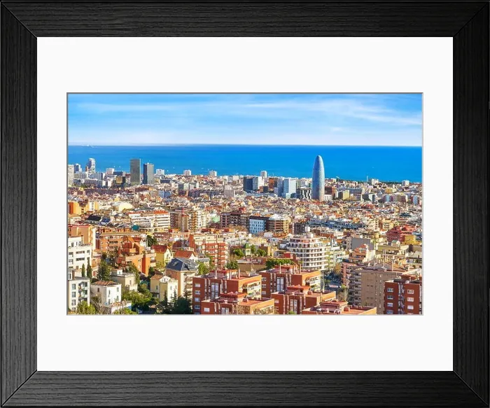 Framed Print : Aerial panorama view of Barcelona city, Spain Framed Print : Aerial panorama view of Barcelona city, Spain
