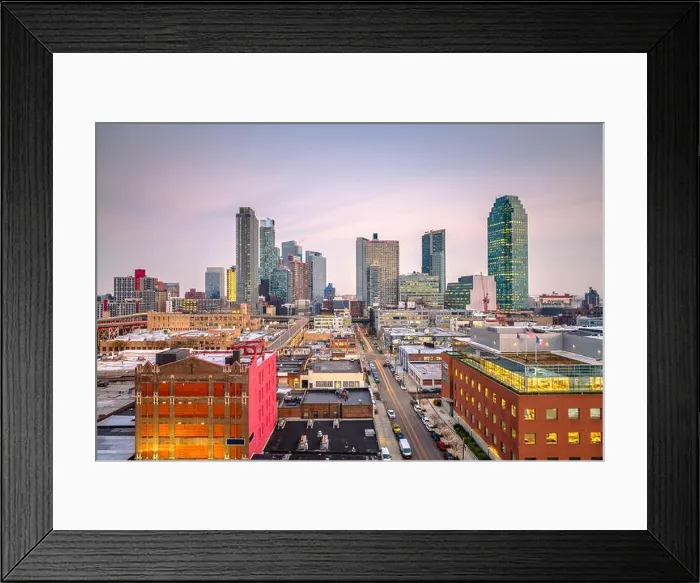 Framed Print : Long Island City, Queens, New York, USA downtown borough skyline at dusk