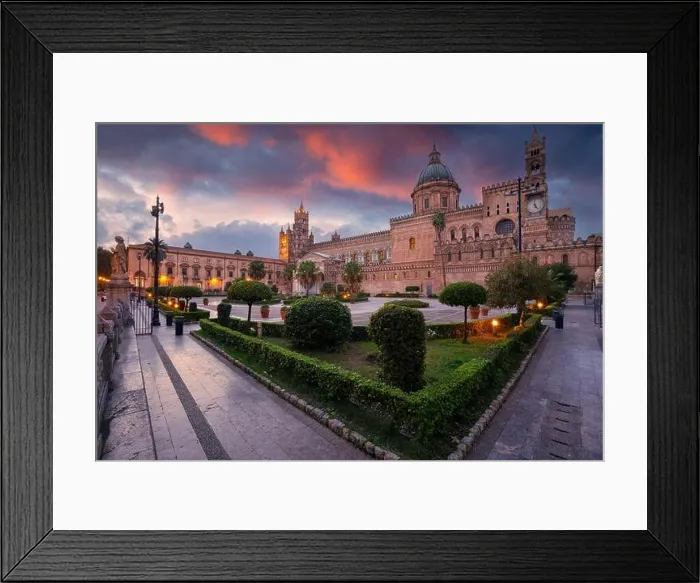 Framed Print : Palermo Cathedral, Sicily, Italy. Cityscape image of famous Palermo Cathedral in Palermo, Italy at beautiful sunset Framed Print : Palermo Cathedral, Sicily, Italy. Cityscape image of famous Palermo Cathedral in Palermo, Italy at beautiful sunset