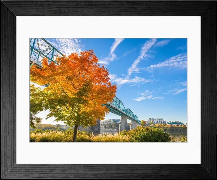 Framed Print : Chattanooga, Tennessee, USA during fall season at Walnut Street Bridge Framed Print : Chattanooga, Tennessee, USA during fall season at Walnut Street Bridge