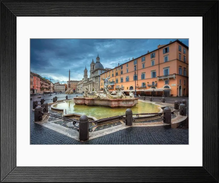 Framed Print : Rome. Cityscape image of Novona Square, Rome with Fountain of Neptune during rainy morning Framed Print : Rome. Cityscape image of Novona Square, Rome with Fountain of Neptune during rainy morning