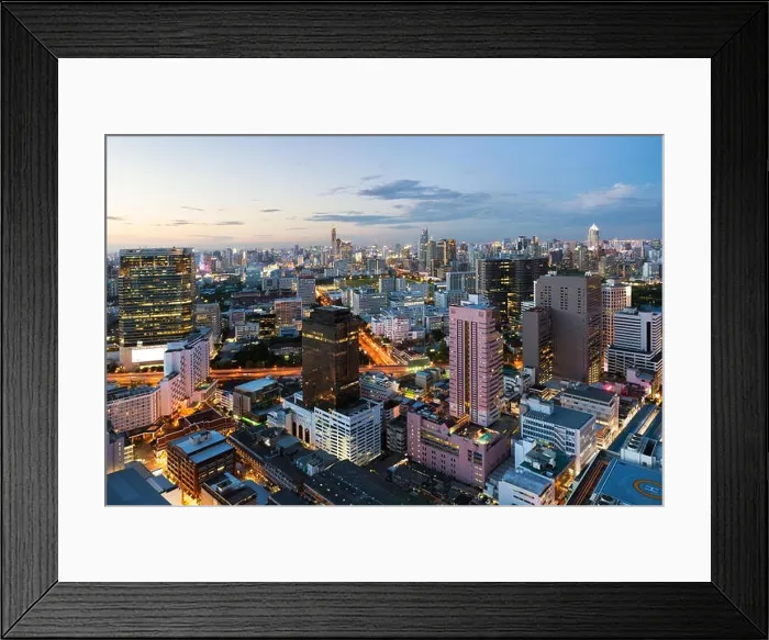 Framed Print : Bangkok night view with skyscraper in business district in Bangkok Thailand Framed Print : Bangkok night view with skyscraper in business district in Bangkok Thailand