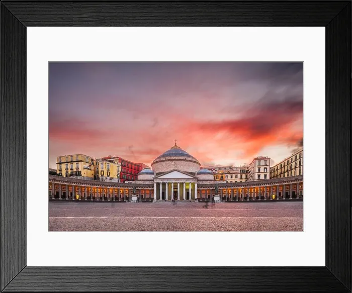 Framed Print : Naples, Italy from Plebiscito Square with San Francesco di Paola at dusk Framed Print : Naples, Italy from Plebiscito Square with San Francesco di Paola at dusk