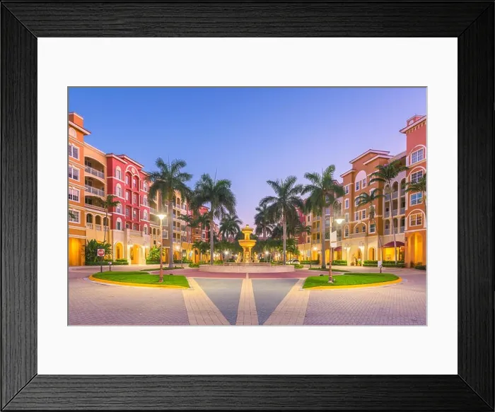Framed Print : Naples, Florida, USA town skyline on the water at dawn Framed Print : Naples, Florida, USA town skyline on the water at dawn
