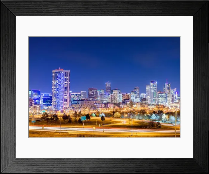 Framed Print : Denver, Colorado, USA downtown city skyline at night